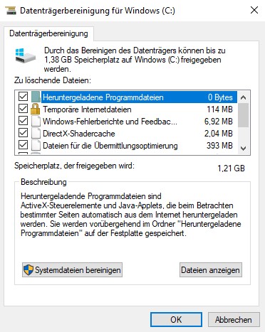 temporäre Dateien Windows